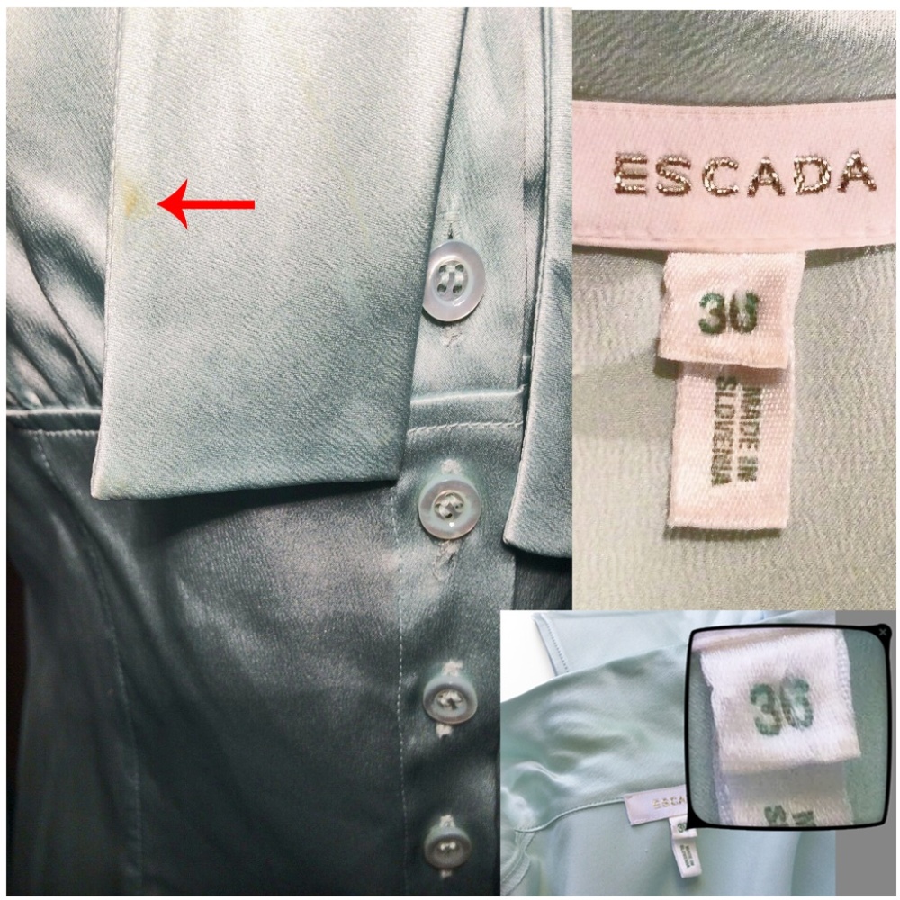 Vintage ESCADA Silk Fitted Ascot Bell Cuff Blouse - Picture 8 of 8